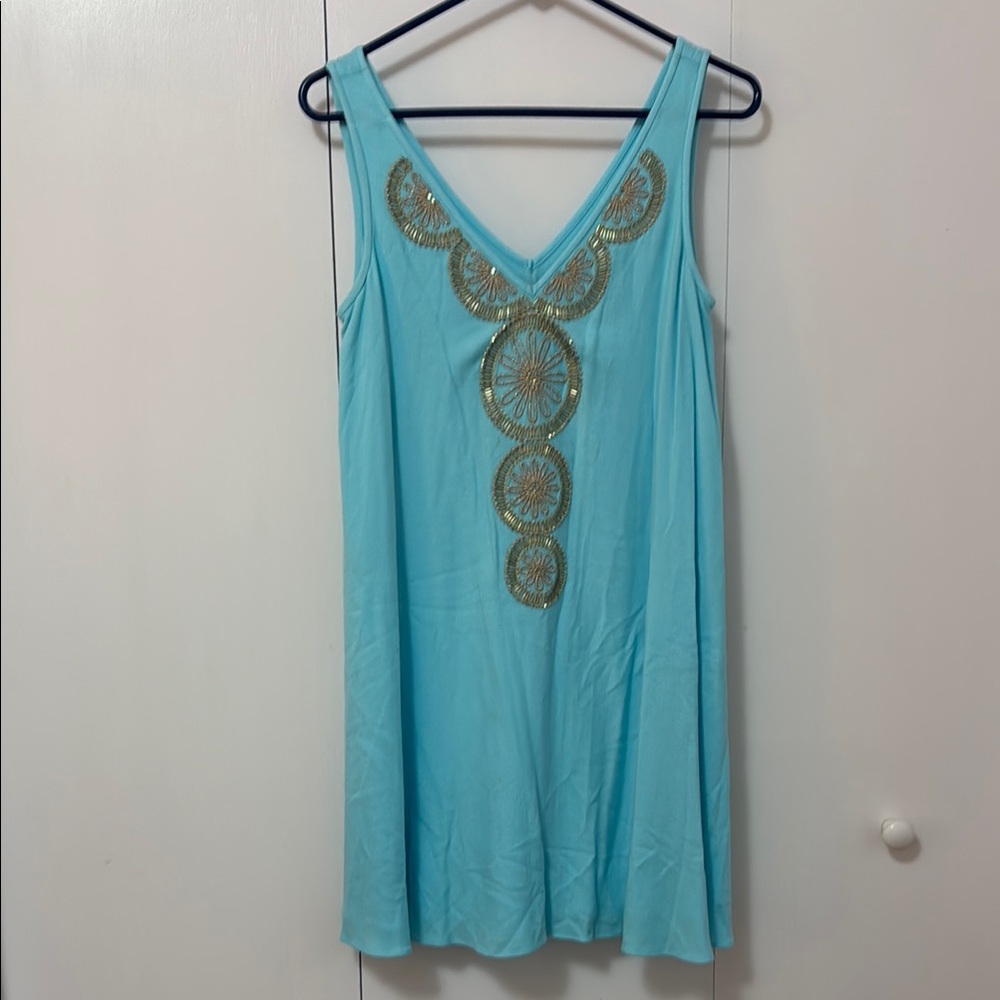Lilly Pulitzer Blue Embellished Midi Dress
